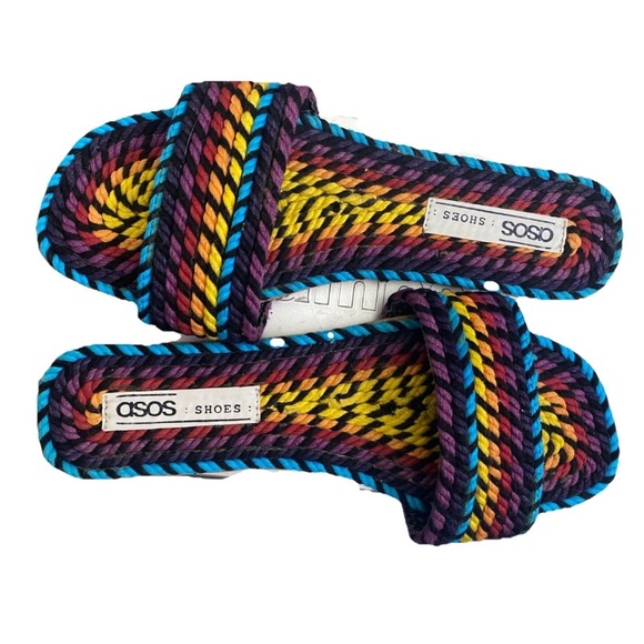 Asos Jayme Rope Sandals Sz 7 Lightly Used Rainbow Wide Fit - Picture 1 of 6